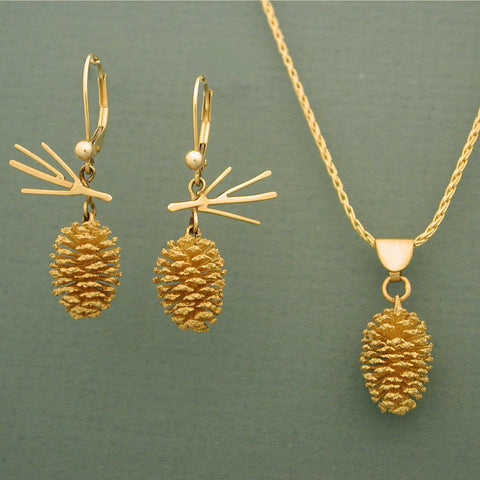Gold Pine Cone Jewelry 14kt