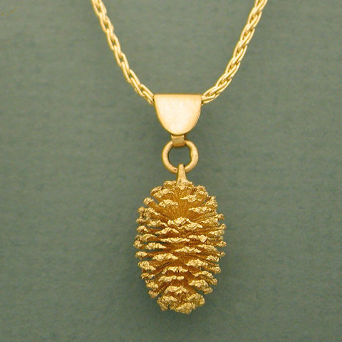 Gold Pine Cone Necklace 14kt