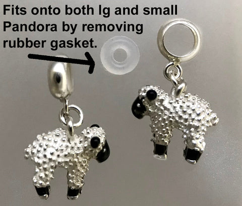 Enameled Sterling Pandora Lamb Charm
