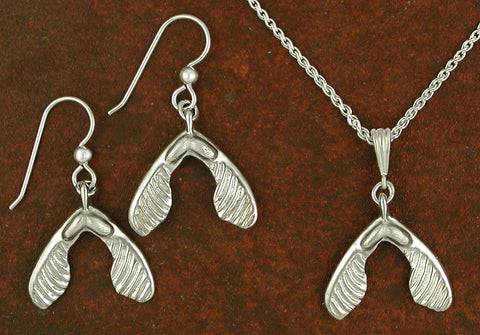 Sugar Maple Seed Jewelry (Samara Key) - sterling silver