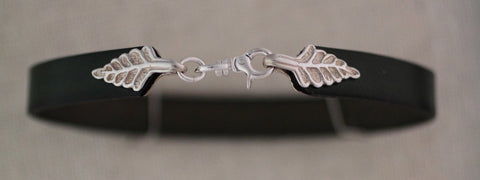Leather Bracelet with Sterling Silver Fern Clasp