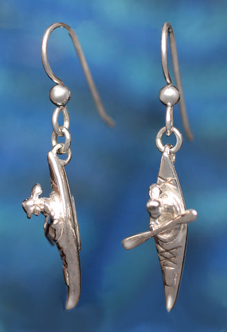 Kayak Girl Earrings sterling silver