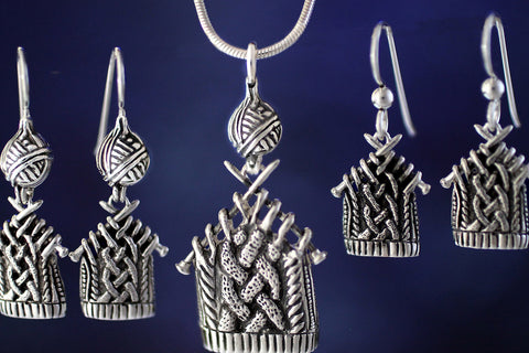 Knitting Jewelry - sterling silver