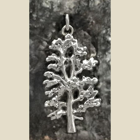 Lg White Pine Tree Pendant - sterling silver
