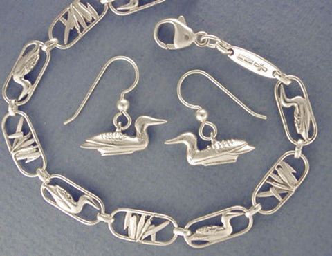 Sterling Silver Loon Earrings