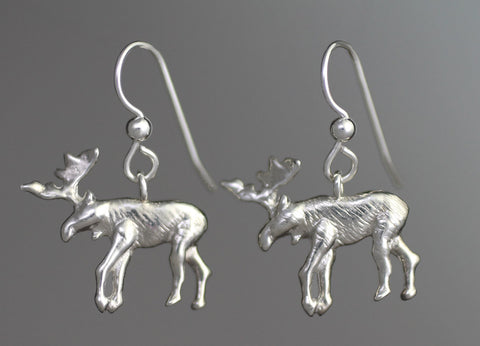 Silver Moose Earrings