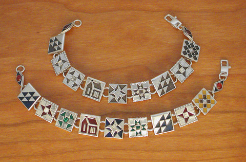 Sampler Quilt Bracelet - enameled sterling silver