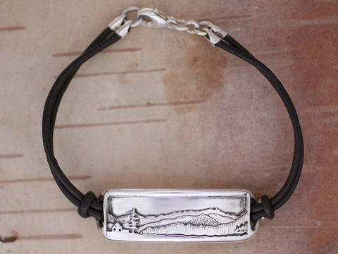 Sterling Adirondack Bracelet - Brown leather