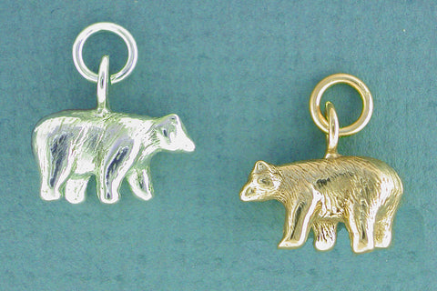 Sterling Silver Bear Charm 14k Gold