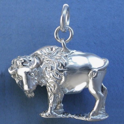 Western Bison / Buffalo Charm - sterling silver