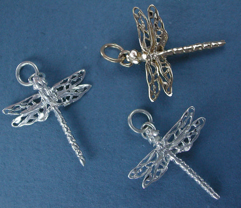 Dragonfly Charms - Sterling Silver & 14kt Gold