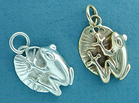 Frog Charm - Sterling Silver & 14kt Gold