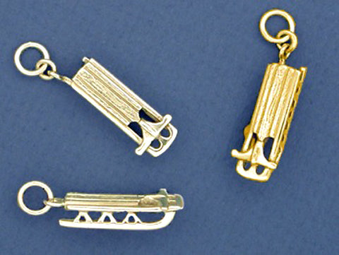 14k Gold Sled Charm