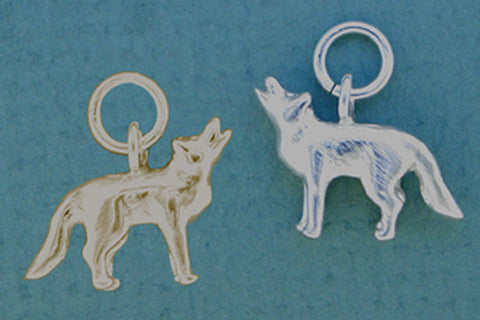 14kt Gold & Sterling Silver Wolf Jewelry