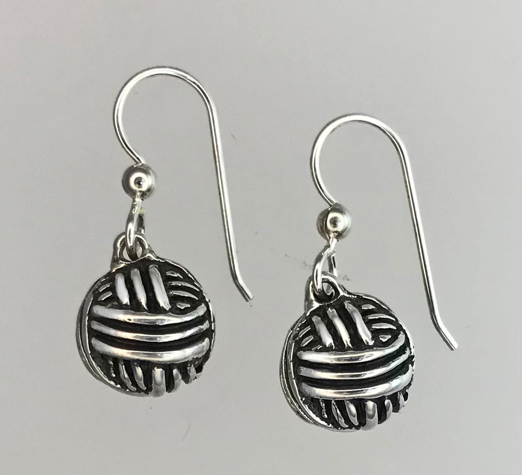 Large Yarn Ball Earrings - sterling silver