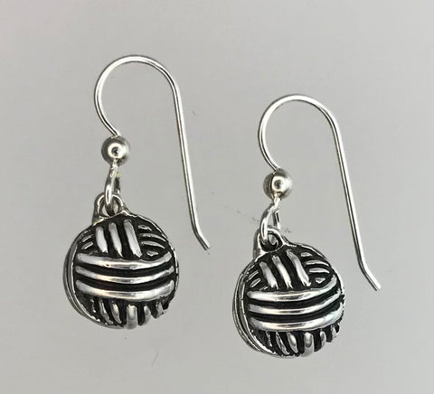 Large Yarn Ball Earrings - sterling silver
