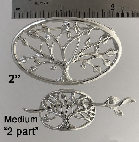 Med Tree of Life Shawl Pin (two parts) - sterling silver