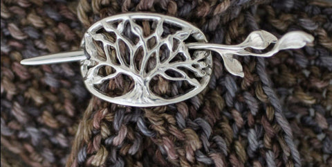 Med Tree of Life Shawl Pin (two parts) - sterling silver