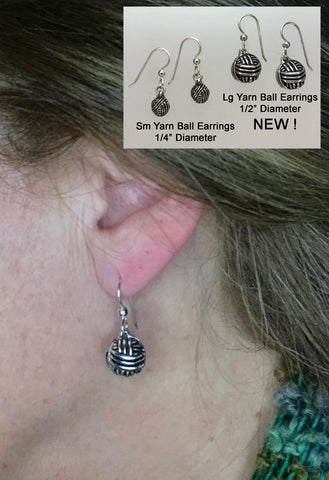 Lg Yarn Ball Earrings - sterling silver