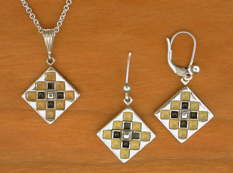 Album Block Quilt Jewelry - enameled sterling silver