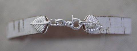 Leather Bracelet with Sterling Silver Aspen Leaf Clasp