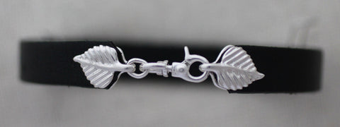 Silver Aspen Leaf Leather Bracelet