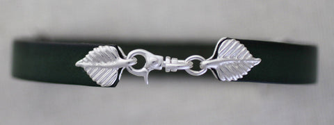 Sterling Silver Aspen Leaf Leather Bracelet