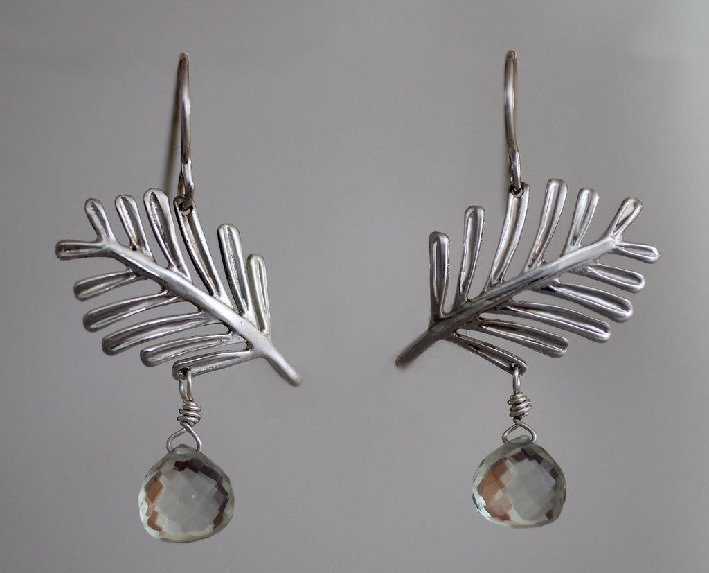 Sterling Silver Balsam Earrings with faceted Green Amethyst