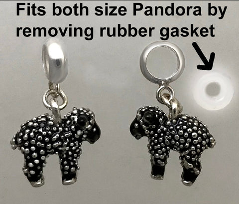 Black Pandora Lamb Charm - enameled sterling silver
