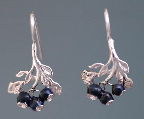 Blueberry Earrings - enameled sterling silver