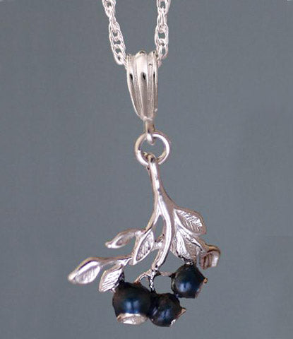Blueberry Necklace - enameled sterling silver