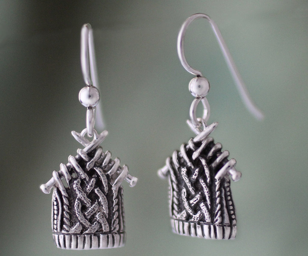 Sterling Knitted Cable Earrings