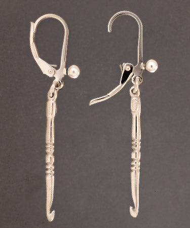 Crochet Hook Earrings - solid sterling silver
