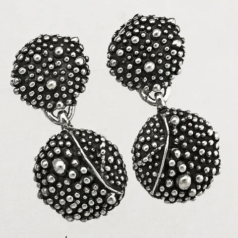 Double Drop Moss Earrings - sterling silver