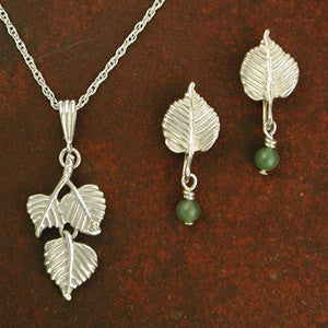 Aspen Leaf Necklace Earrings
