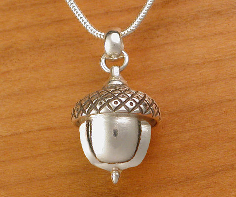 Autumn Harvest Pendant Necklace – Silver Leaf, Gold Pine Cone, Copper Acorn, Fall Jewelry