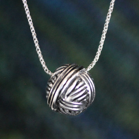 Lg Ball of Yarn Necklace -- sterling silver