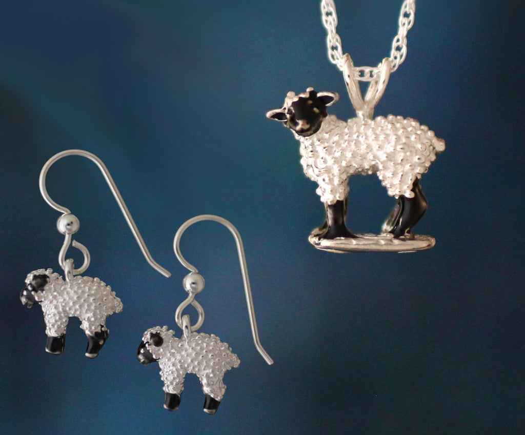 Lamb Jewelry for knitters - enameled sterling