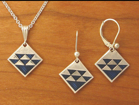 North Wind Quilt Jewelry - enameled sterling silver