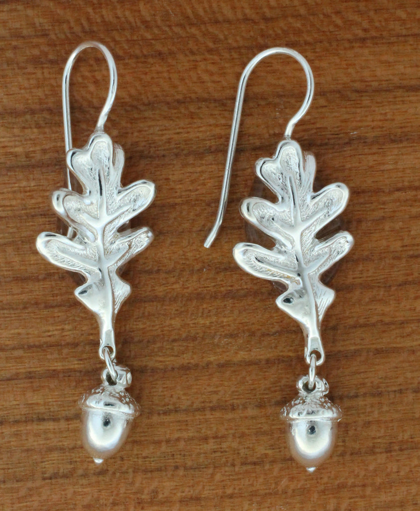 Sterling Silver Oak Leaf Acorn Earrings