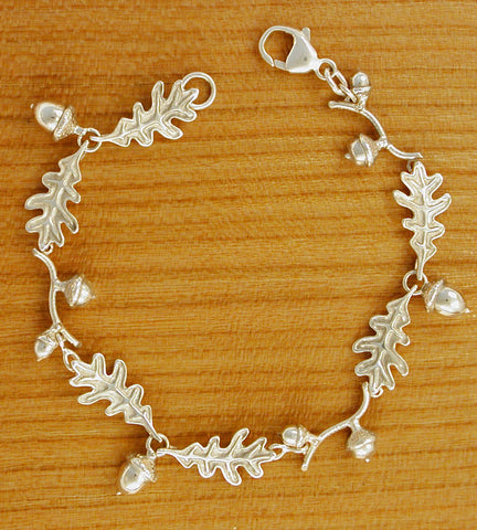 Oak Leaf with Acorn Bracelet - sterling silver