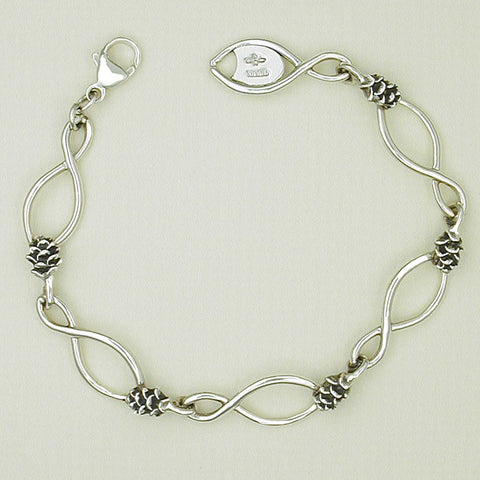 Sterling Silver Pine Cone with Figure 8 Bracelet