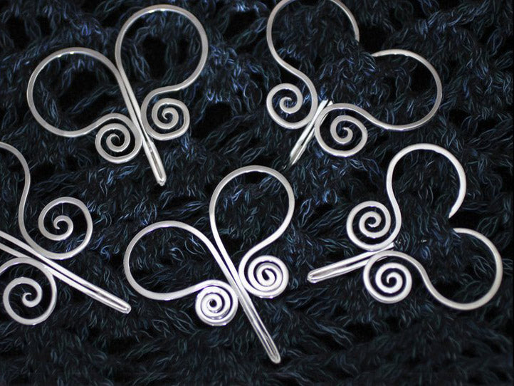 Shawl Pin hand forged Ram's Head - sterling silver