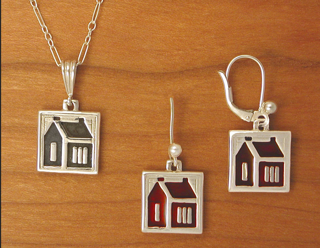 Silver School House Quilt Jewelry