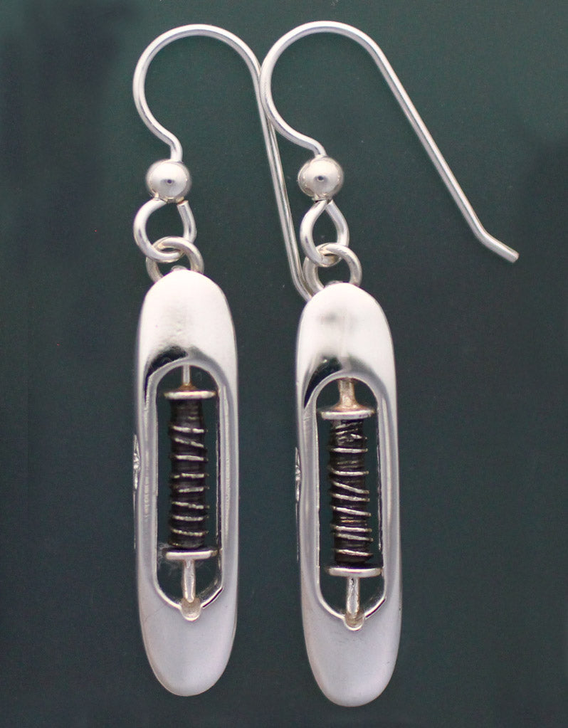Sterling Silver Shuttle Earrings