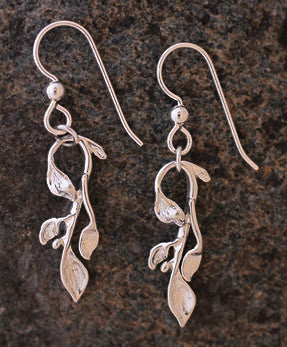 Winterberry Leaves with Berry Earrings