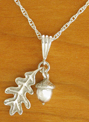 Sterling Silver Oak Leaf with Acorn Necklace