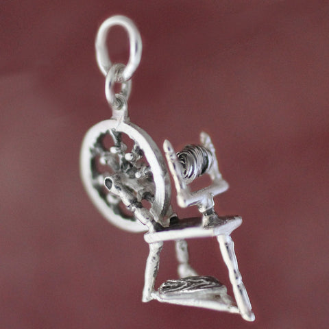 Spinning Wheel Charm - Sterling Silver