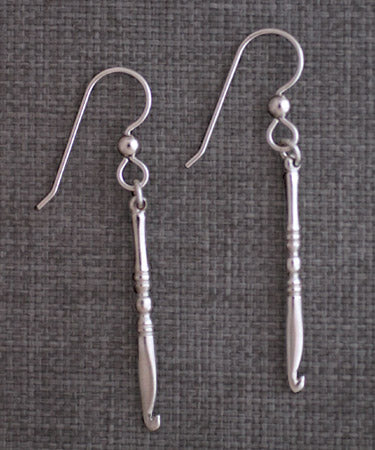 Crochet Hook Earrings - sterling silver