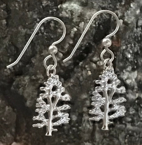 White Pine Tree Earrings - sterling silver